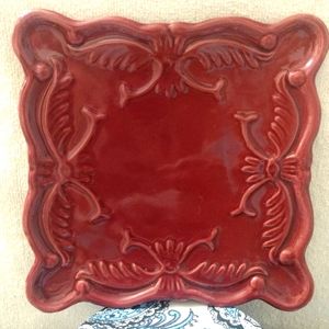 California Pantry Classic Ceramics Maroon 6” Square Trivet Plate